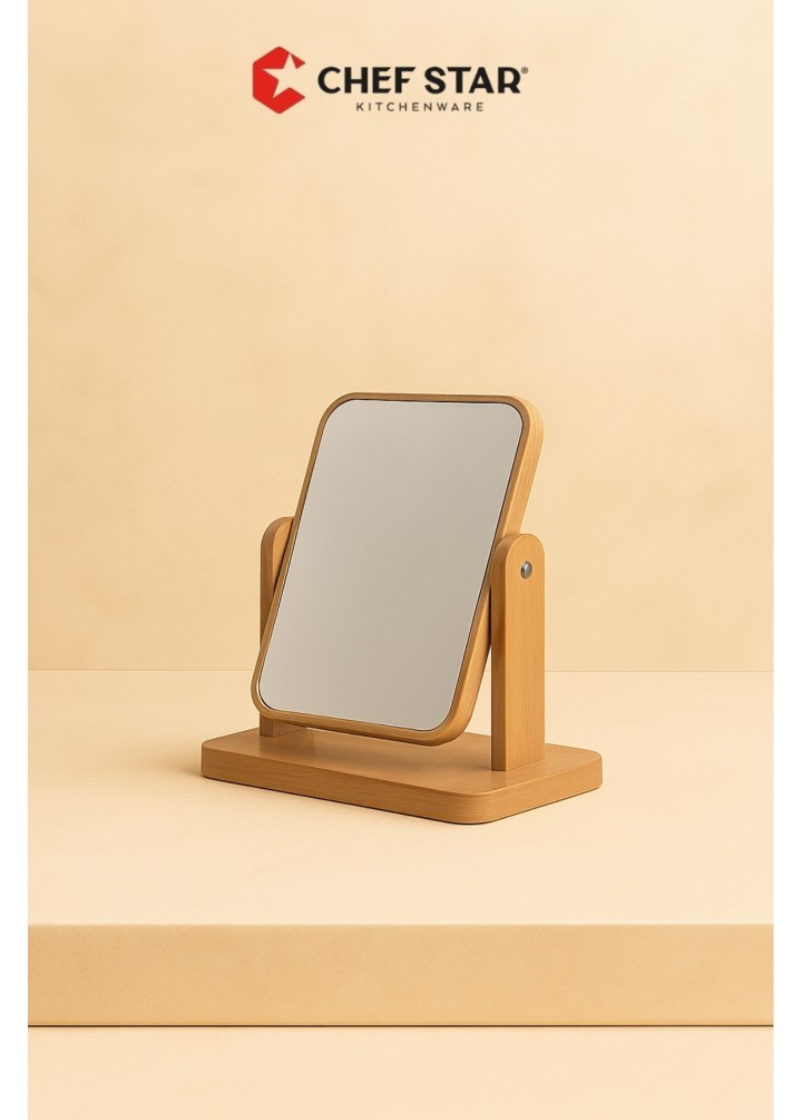 AHŞAP ÇERÇEVELİ STANDLI DİKDÖRTGEN AYNA