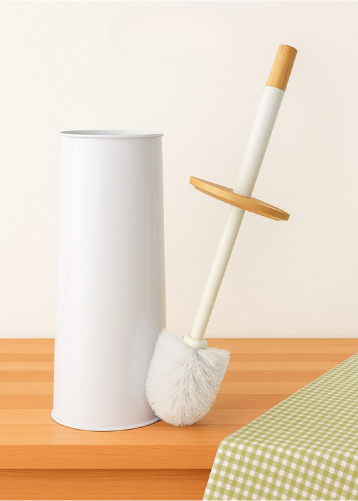 BAMBU SAPLI BEYAZ TUVALET FIRÇASI SETİ