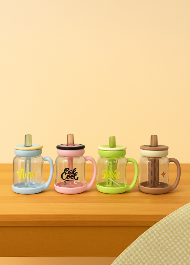 KULPLU RENKLİ PİPETLİ SULUK 900 ML